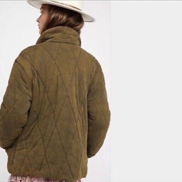 Free People Tawny Pillow Puffer Jacket Coat Washed Green Oversized Size Small - Picture 2 of 11